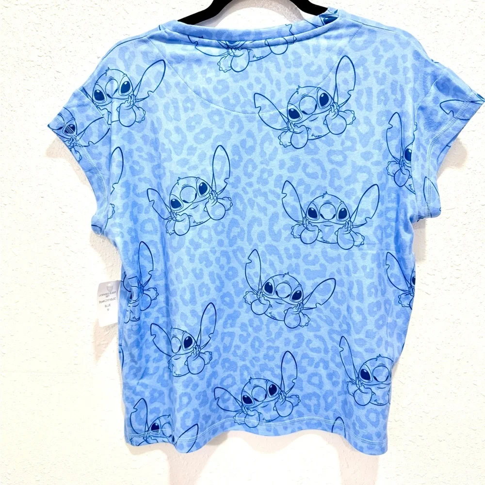 Disney‎ Light Blue Stitch Logo Tee M (8/10)
